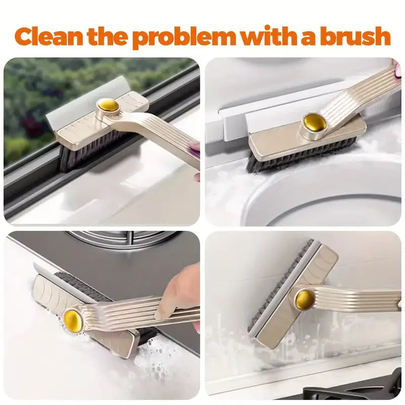 Multi-Purpose Tile Cleaning Brush, 360° Rotating Hard Bristle Scrubber for Bathroom & Kitchen Floors and Walls
