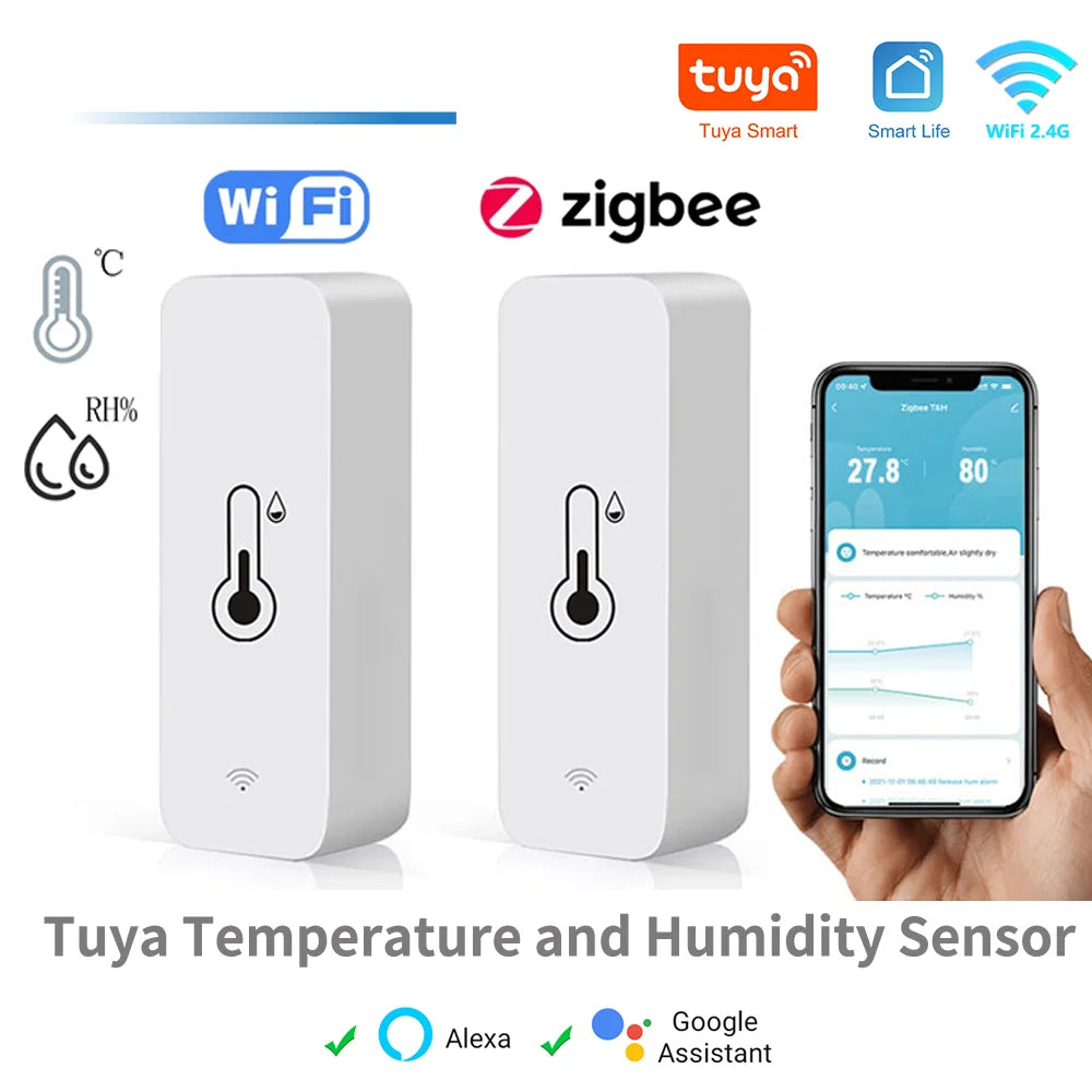 Tuya Wifi Zigbee Temperature Humidity Sensor Smart Home Indoor Hygrometer APP Monitoring Work with Google Home Smartlife Alexa
