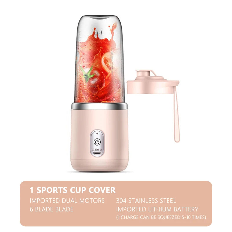 Portable Juicer Blender 400Ml Electric Fruit Juicer USB Charging Lemon Orange Fruit Juicing Cup Smoothie Blender Machine