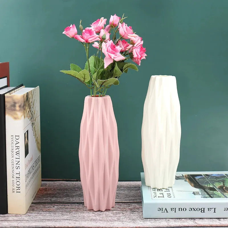 Diamond Pattern Faux Ceramic Vase