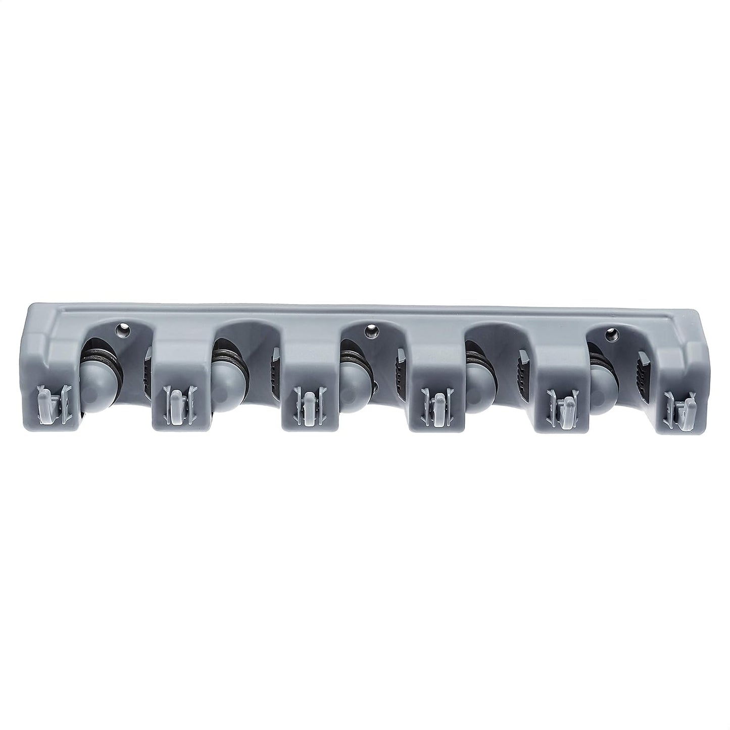 Rectangular Wall Mount Broom Holder and Garden Tool Organizer, 6 Hook and 5 Slot, 43 X 8.5 X 6.2 Cm, Gray