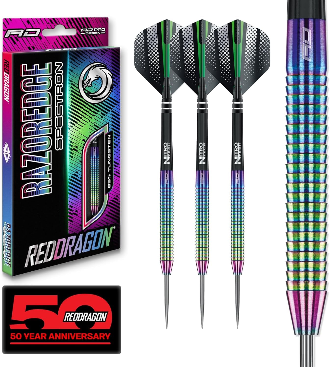 Razor Edge Spectron - Tungsten Professional Steel Darts Set with Flights and Shafts - Available in 20G, 22G, 23G, 24G, 26G