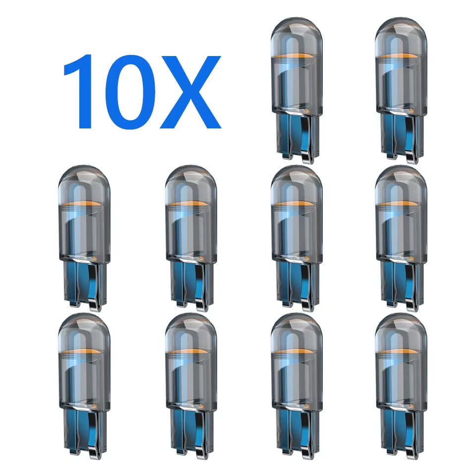 10X 2021 Newest W5W Led T10 Car Light COB Glass 6000K White Auto Automobiles License Plate Lamp Dome Read DRL Bulb Style 12V