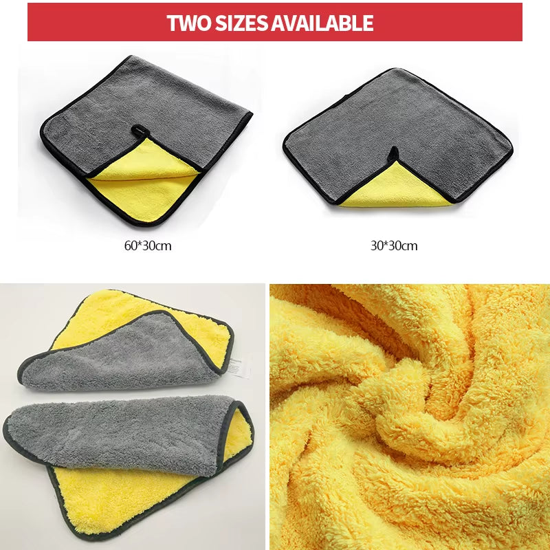 SEAMETAL Microfiber Car Washing Towel 400GSM Double-Sided Coral Velvet Clean Towels High Water Absorption Car Wash Drying Cloth