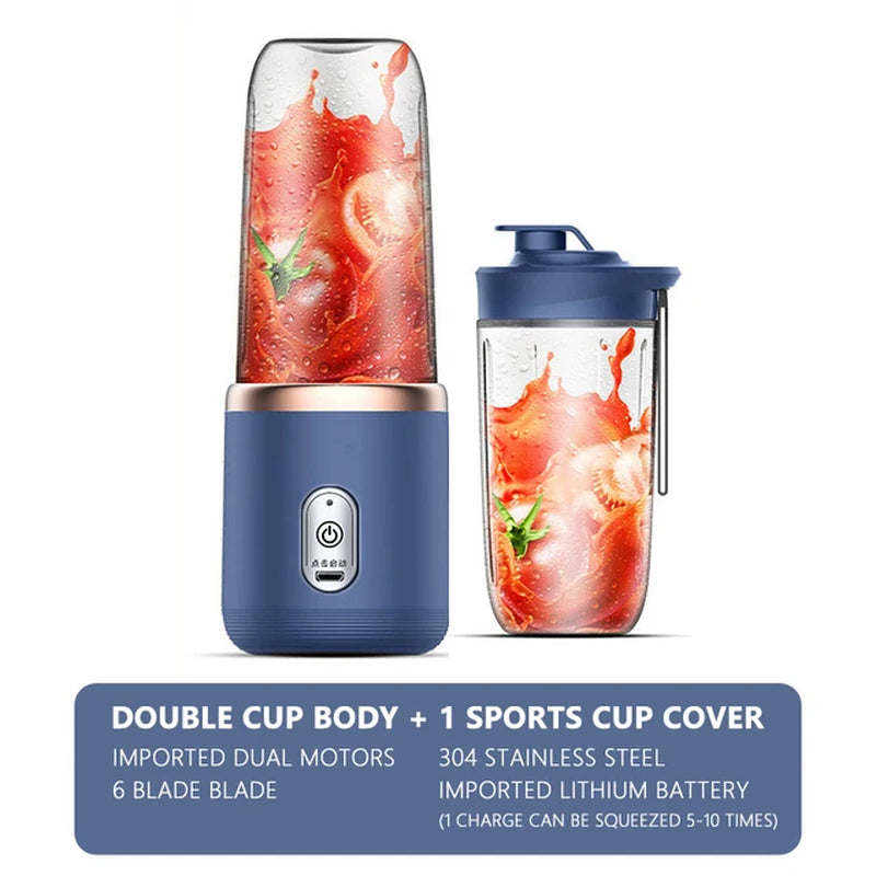 Portable Juicer Blender 400Ml Electric Fruit Juicer USB Charging Lemon Orange Fruit Juicing Cup Smoothie Blender Machine