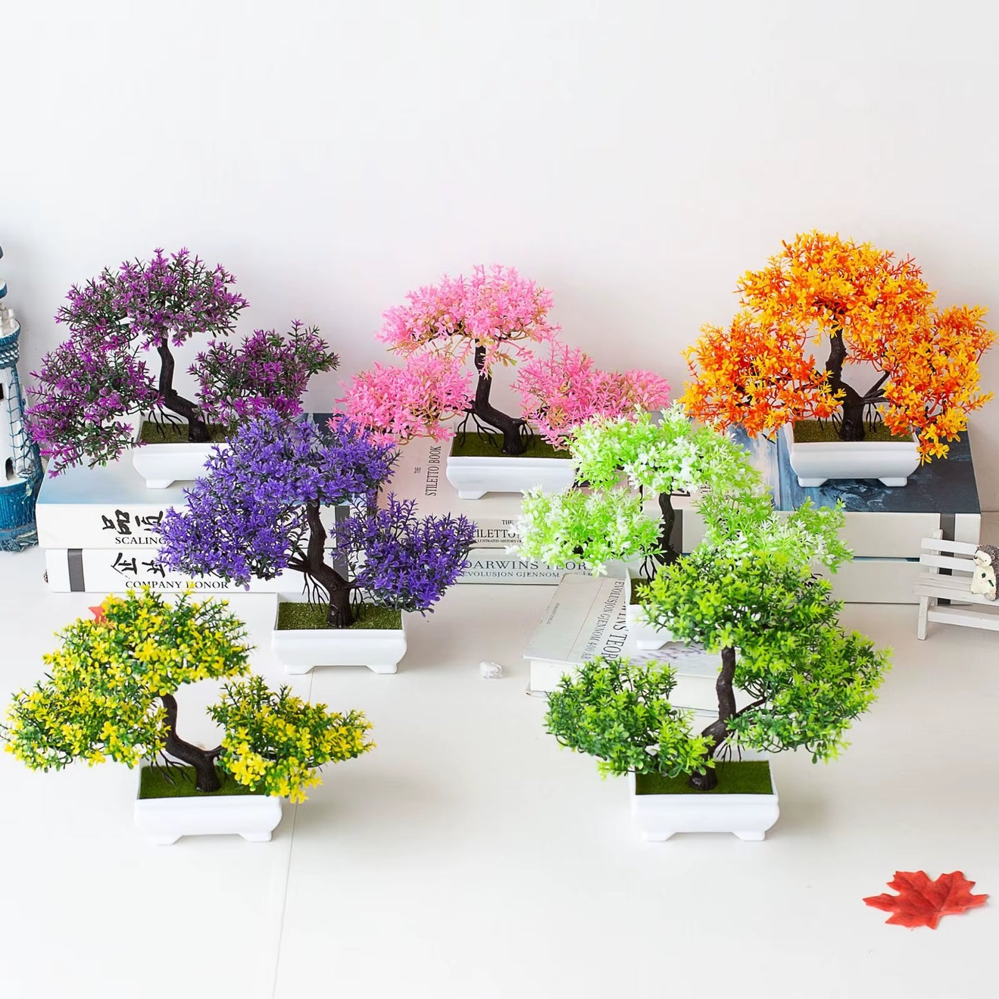 1Pc Artificial Plants Bonsai Small Tree Pot Fake Plant Flowers Potted Ornaments for Garden Decor Home Room Table Decor
