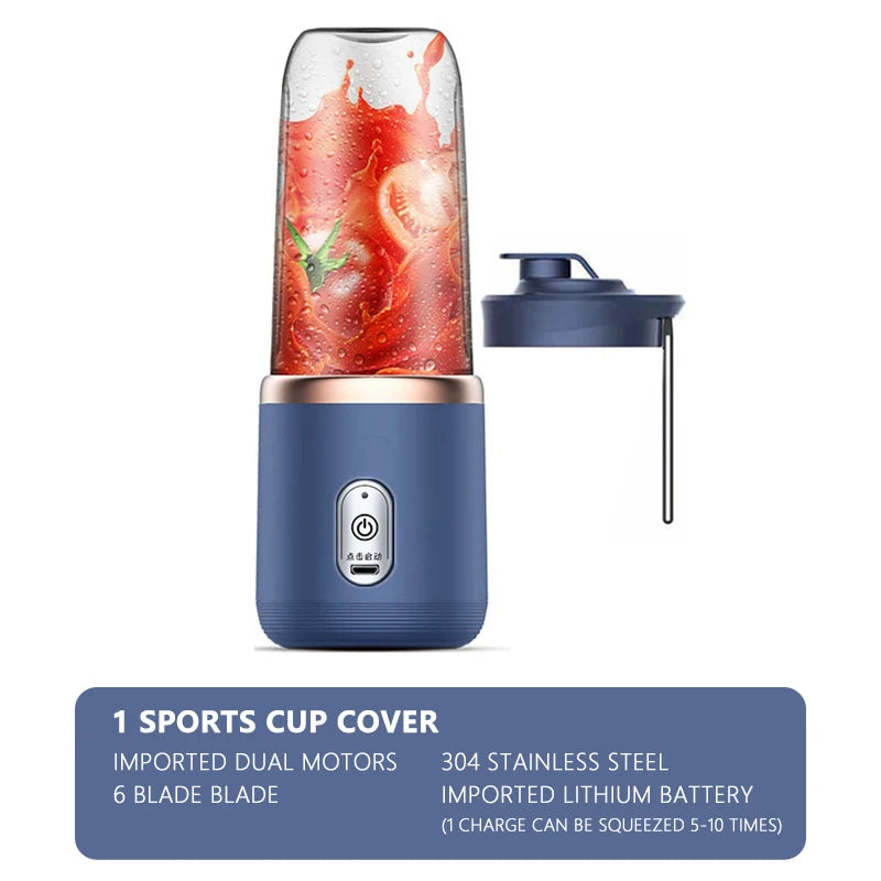 Portable Juicer Blender 400Ml Electric Fruit Juicer USB Charging Lemon Orange Fruit Juicing Cup Smoothie Blender Machine